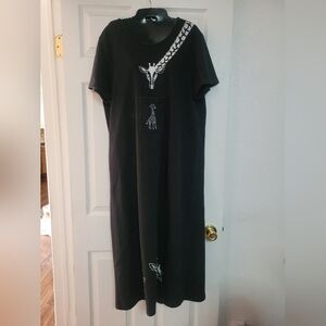 Vintage Black Giraffe Graphic Dress Large